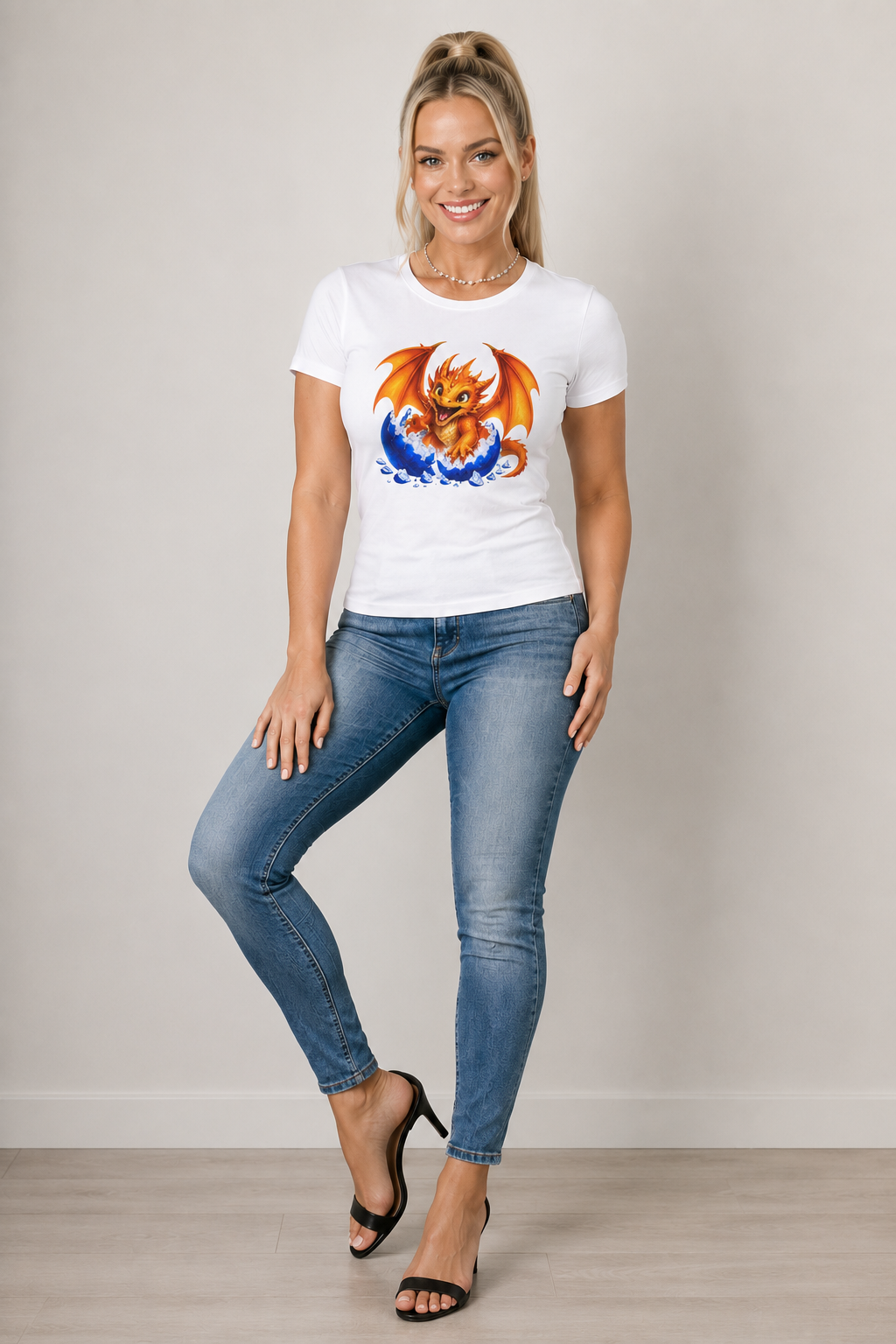 Dragon Hatchling T-Shirt — Cute Orange Baby Dragon Splash Design