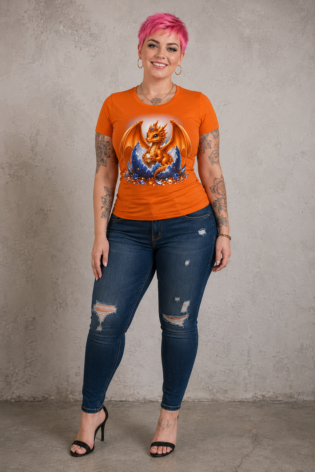 Dragon Hatchling T-Shirt — Cute Orange Baby Dragon Splash Design