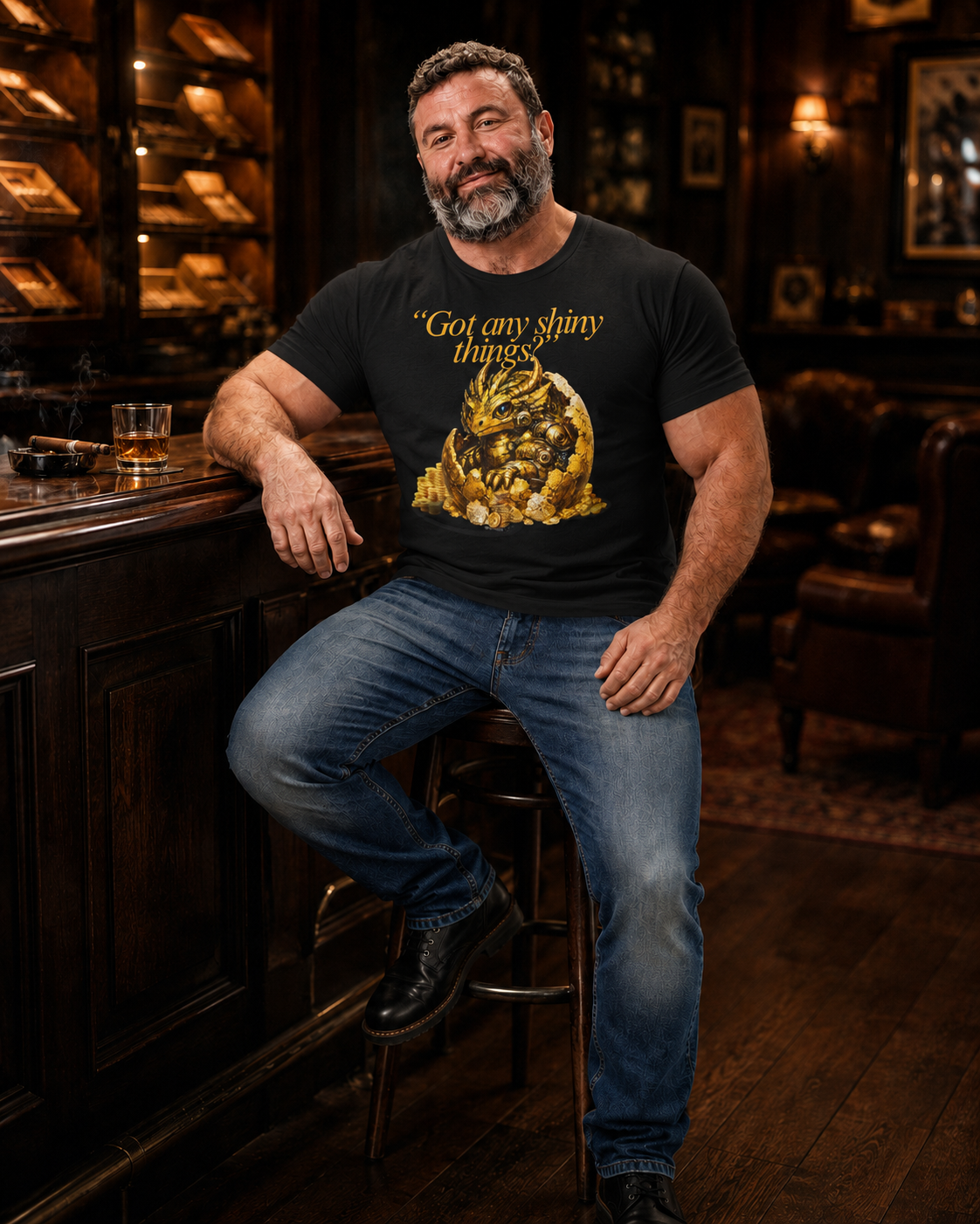 Gold Dragon Nugget Tee — "Got Any Shiny Things" Fantasy Graphic T-Shirt
