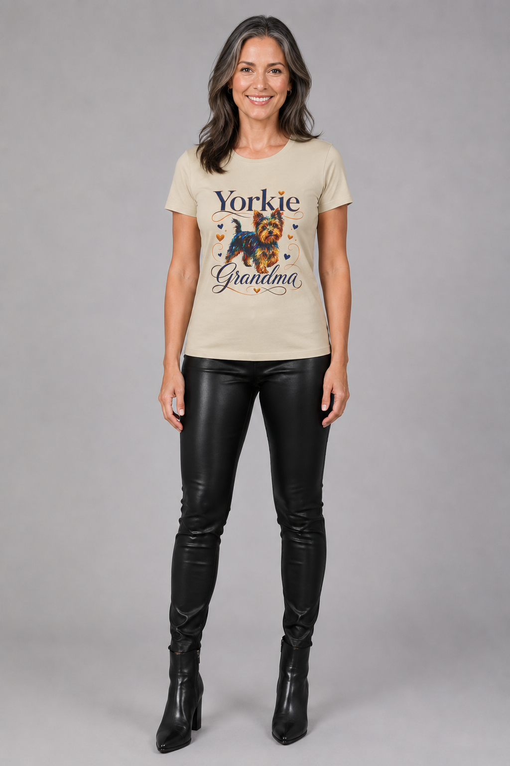 Yorkie Grandma T-Shirt – Cute Yorkshire Terrier Mom Graphic Tee