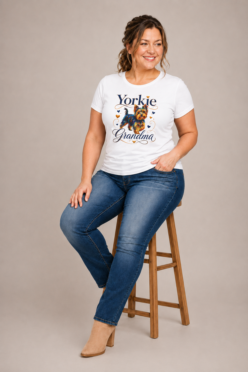 Yorkie Grandma T-Shirt – Cute Yorkshire Terrier Mom Graphic Tee