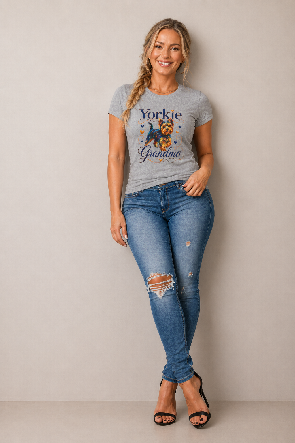 Yorkie Grandma T-Shirt – Cute Yorkshire Terrier Mom Graphic Tee