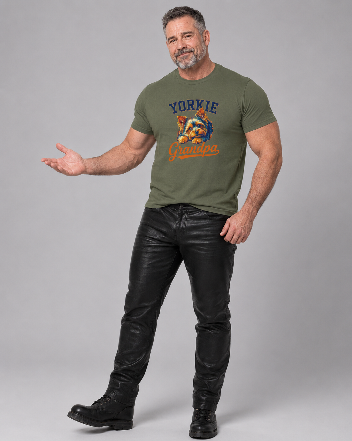Yorkie Grandpa T-Shirt — Vintage Style Dog Lover Tee for Grandfathers