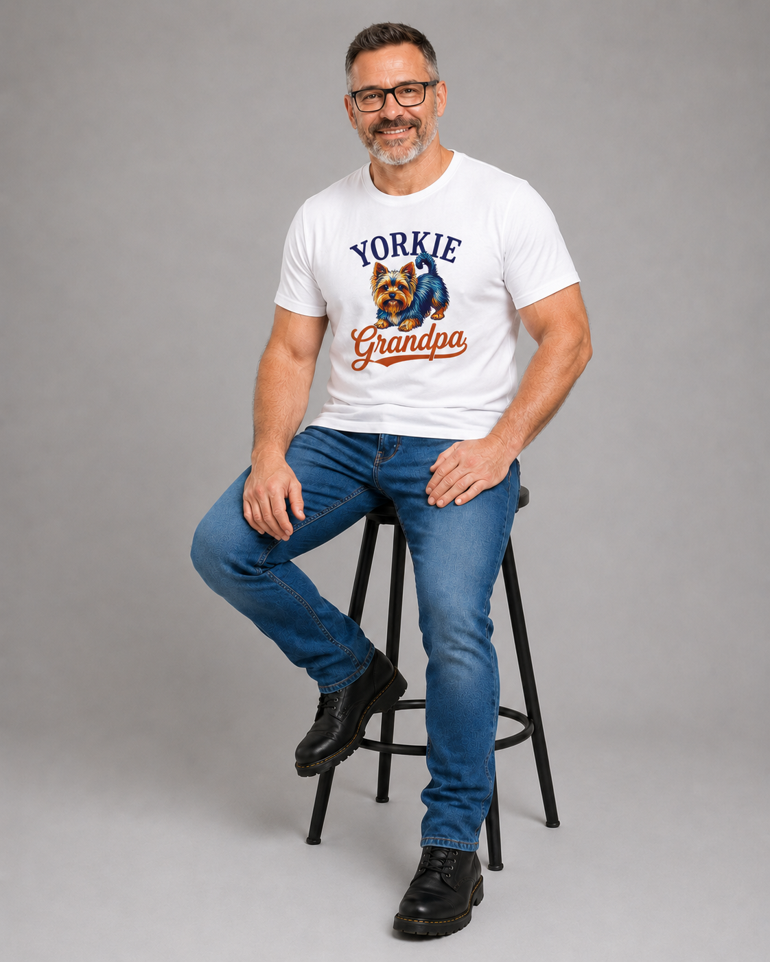 Yorkie Grandpa T-Shirt — Vintage Style Dog Lover Tee for Grandfathers