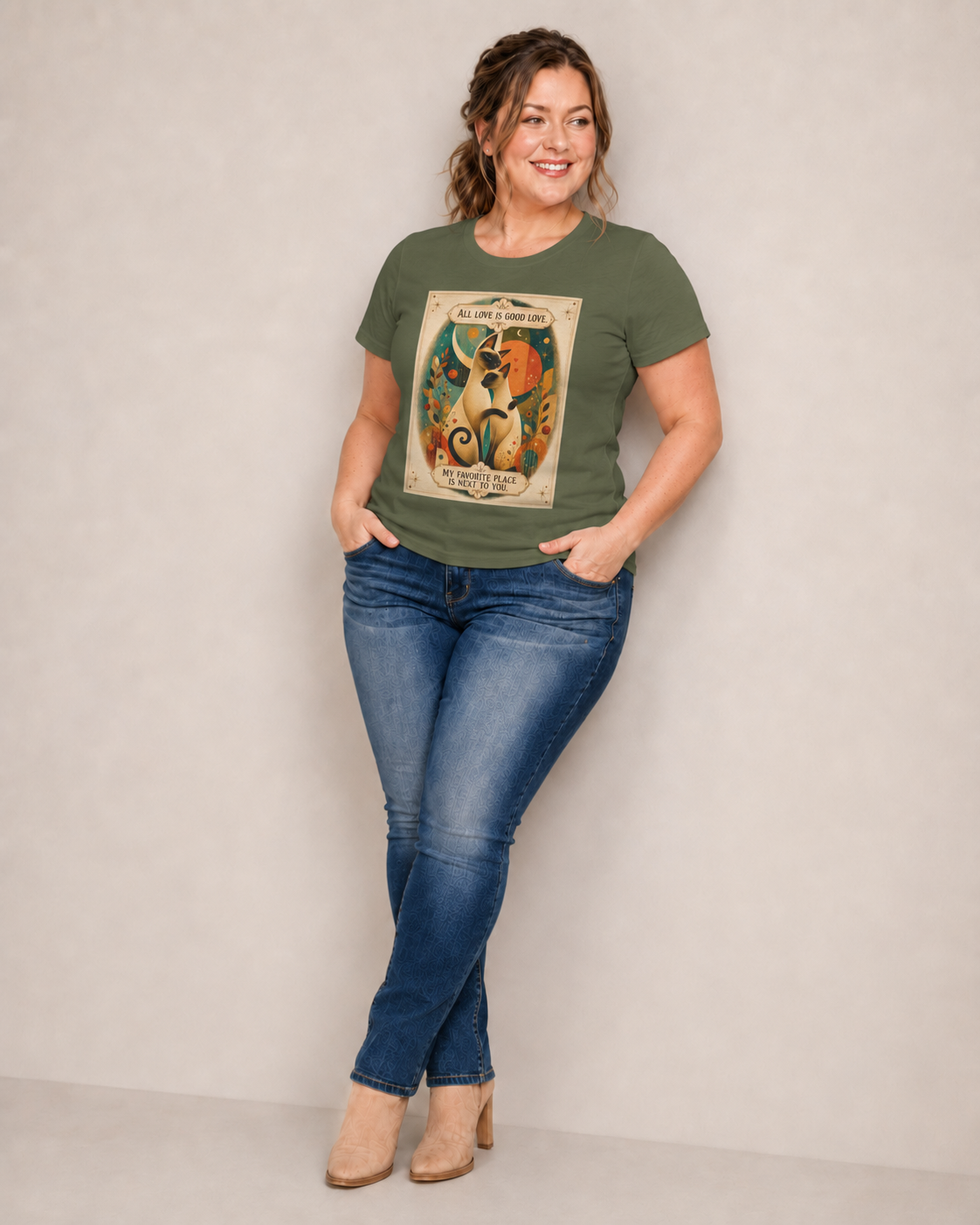 Cat Love Graphic Tee — "All Love Is Good Love" Retro Cat Couple T-Shirt. Siamese Cat Shirt Cat Lover Gift Cat Mom Shirt Cat Dad Shirt Cat People Apparel Cute Cat T-Shirt Cat Lover Tee Siamese Cat...