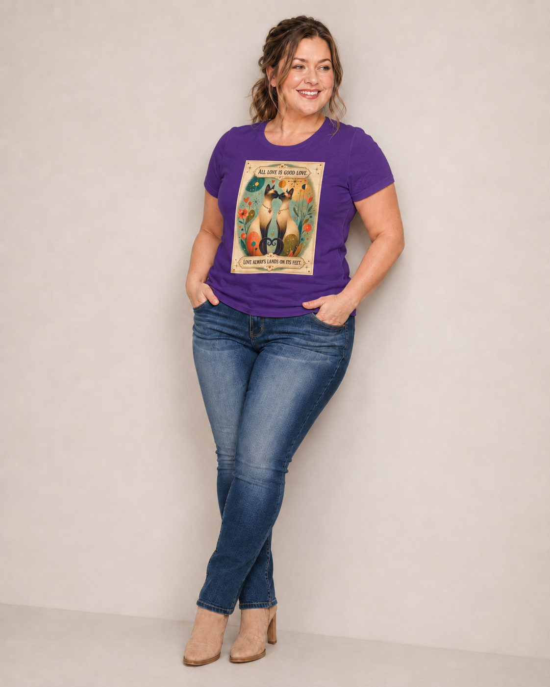 Cat Love Poster Tee — "All Love is Good Love" Graphic T-Shirt. Siamese Cat Shirt. Cat Lover Gift. Cat Mom Shirt. Cat Dad Shirt Cat People Apparel. Cute Cat T-Shirt. Cat Lover Tee. Siamese. Cat Lover...