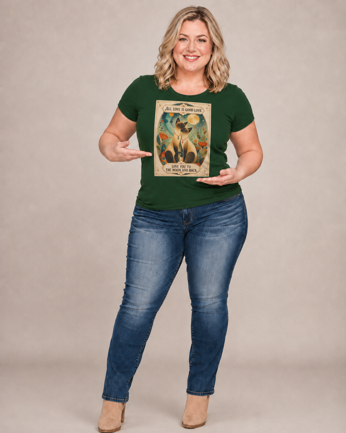 Cat Love Graphic Tee — "All Love is Good Love" Retro Pet Shirt. Siamese Cat Shirt.