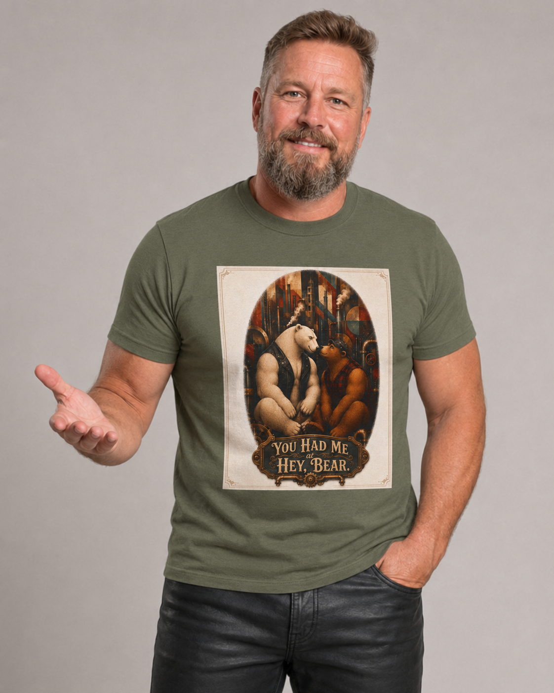 Bear Couple Graphic Tee — "You Had Me, Hey Bear" Vintage Woodland Love T-Shirt