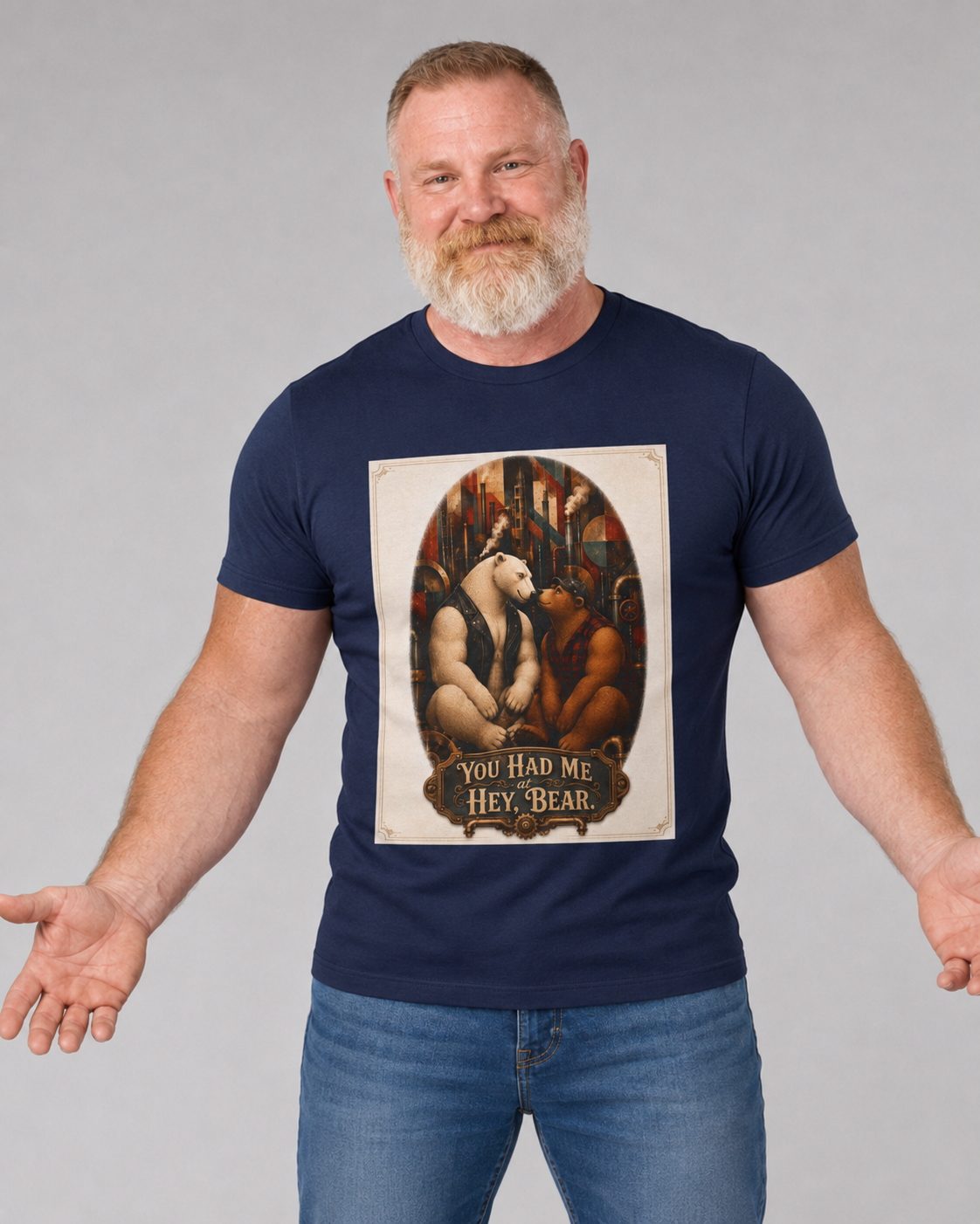 Bear Couple Graphic Tee — "You Had Me, Hey Bear" Vintage Woodland Love T-Shirt