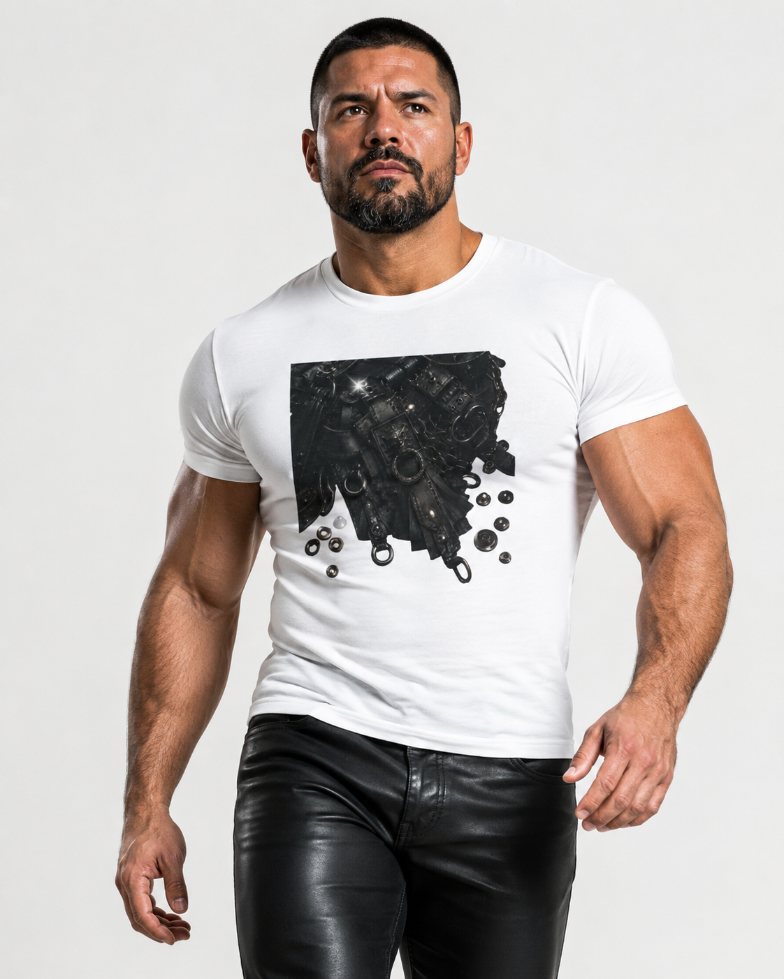 Abstract Black Ink Drip T-Shirt, Leather scraps piled as if the imply.