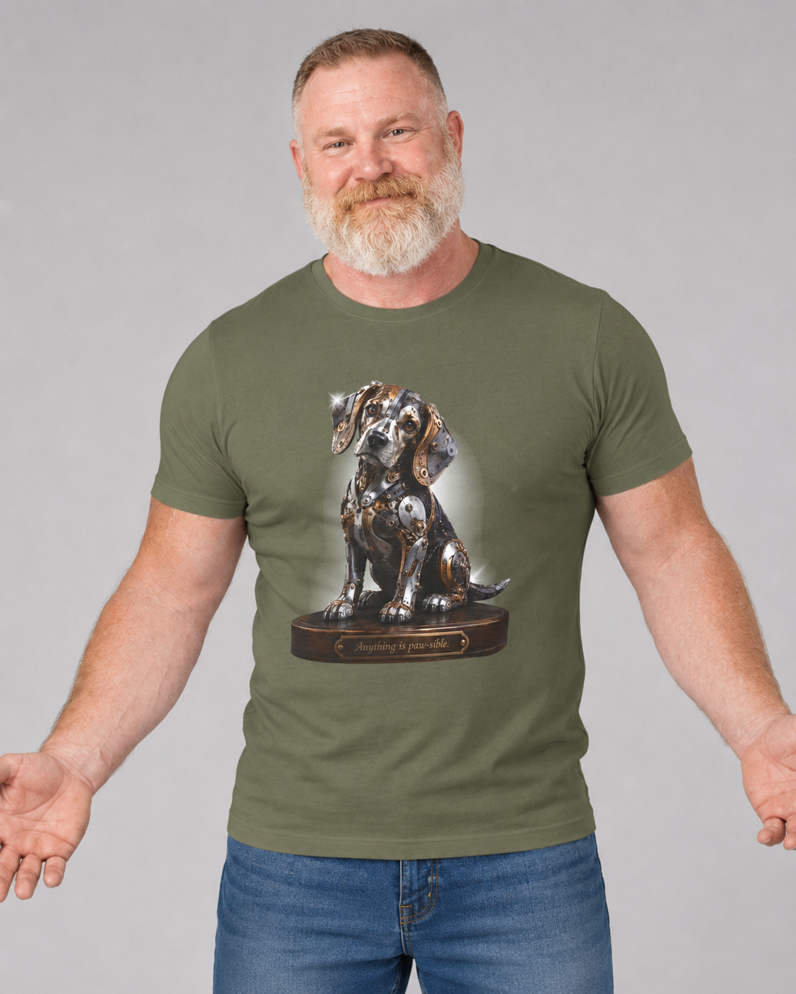 Beagle Tee – Cute Sitting Puppy Graphic T-Shirt. Beagle Puppy sitting on a trophy stand.