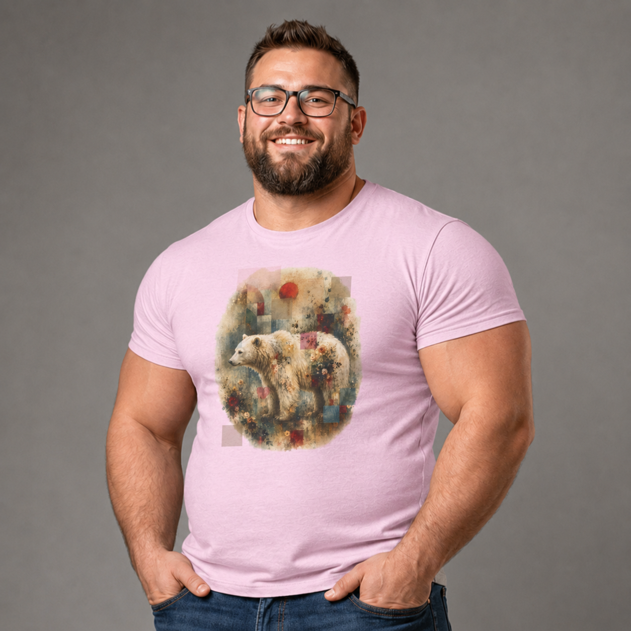 Polar Bear Floral Tee — Watercolor Wildlife Graphic T-Shirt