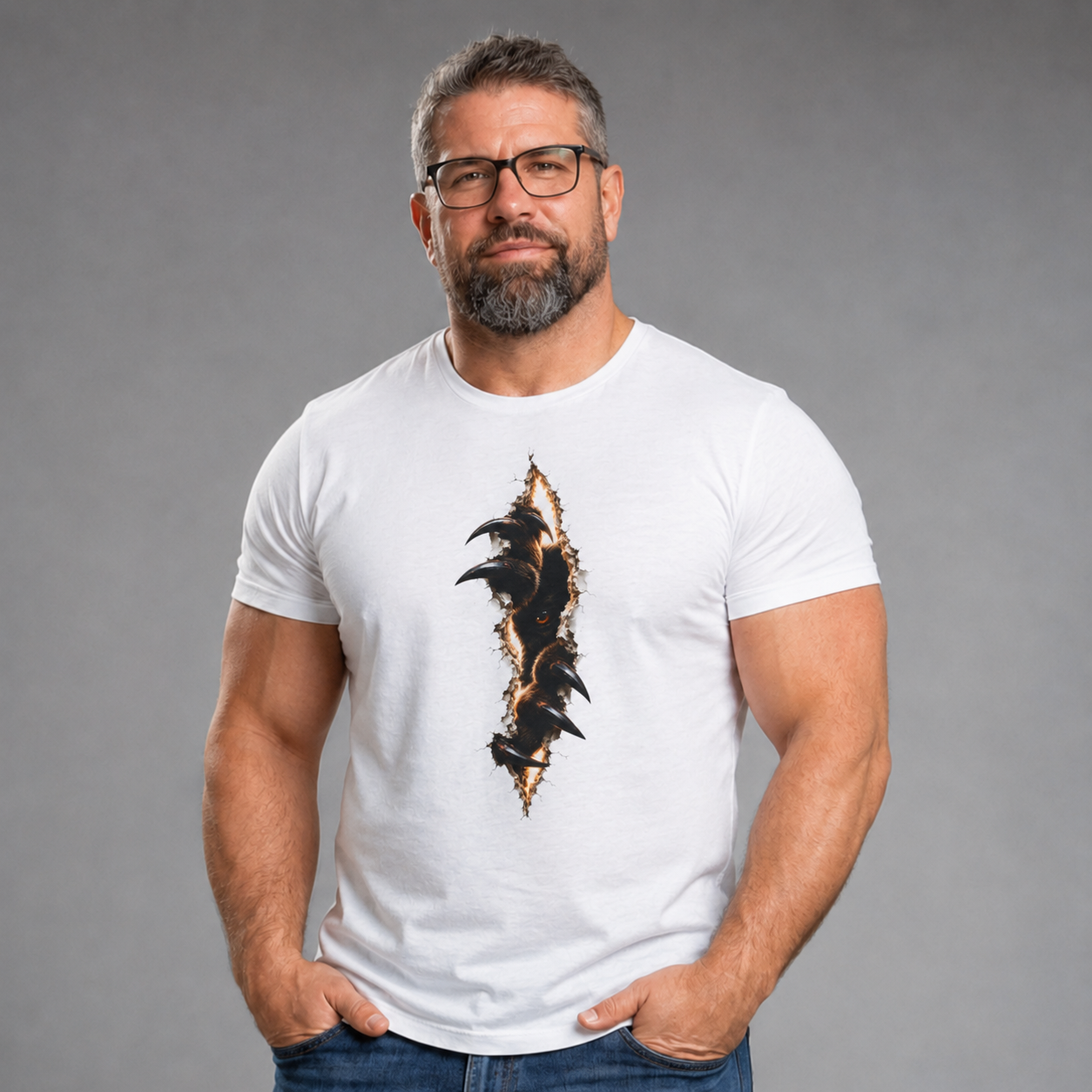 Bear Ripped Tee — Scarey Bear ripping through the shirt.Graphic T-Shirt