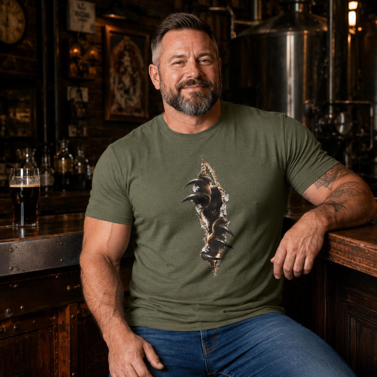 Bear Ripped Tee — Scarey Bear ripping through the shirt.Graphic T-Shirt