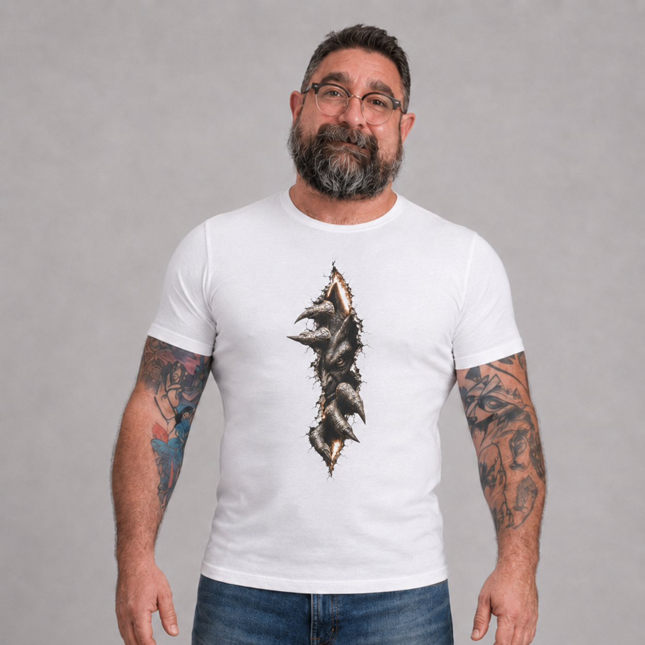 Wolf Pack Portrait Tee — Vertical Realistic Wolf Design. Beast inside breaking out.