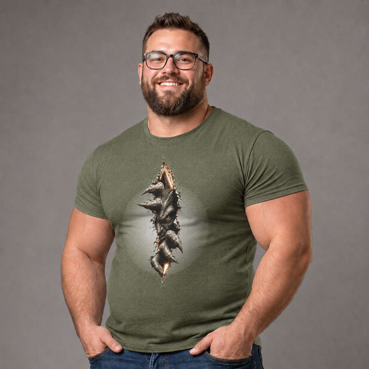 Wolf Pack Portrait Tee — Vertical Realistic Wolf Design. Beast inside breaking out.