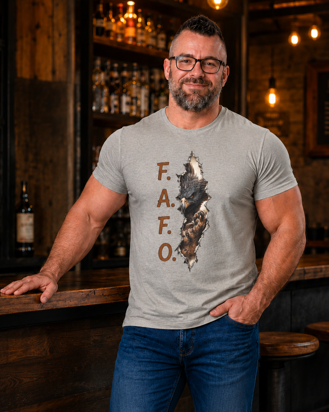 FAFO Eagle — Vertical Eagle Design Graphic T-Shirt. This Eagle doesn't back down