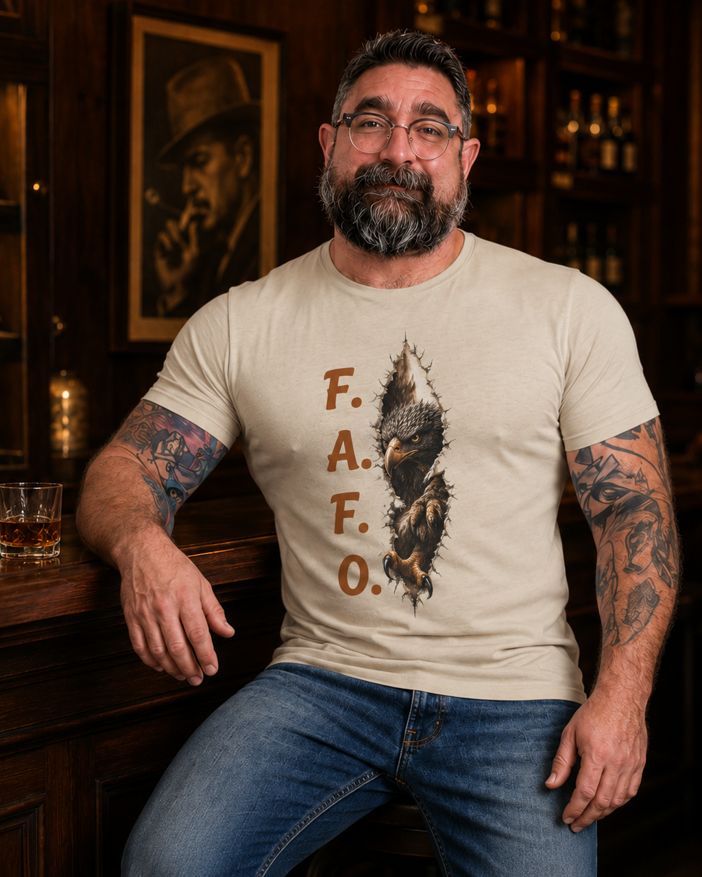 FAFO Eagle — Vertical Eagle Design Graphic T-Shirt. This Eagle doesn't back down