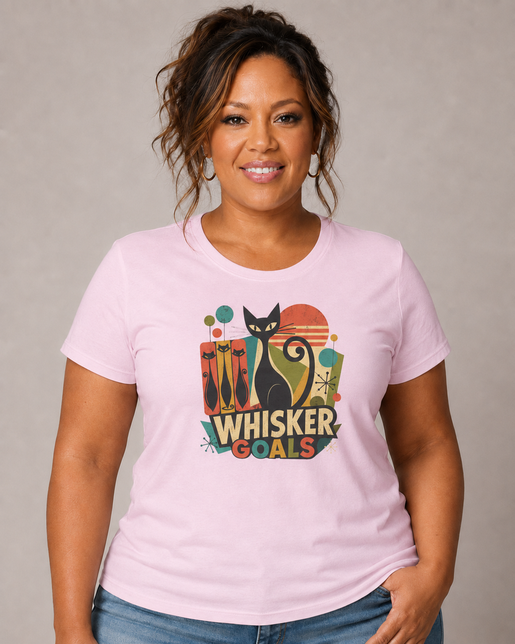 Cat T-Shirt — Whisker Goals Retro Graphic Tee. Best Mod Tangent Cat t-shirt