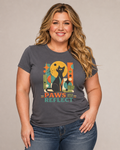 Paws and Reflect Cat T-Shirt. Mod Tangentsies Cat. Mood cat T-shirt