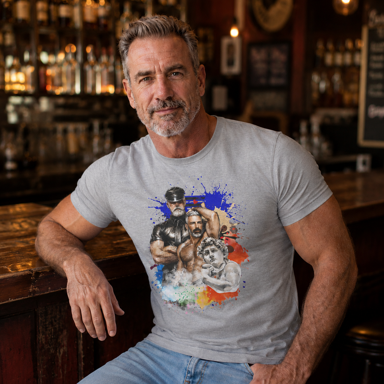 Leather Daddy Pride T-Shirt — Rainbow Gay Brotherhood Illustration Tee
