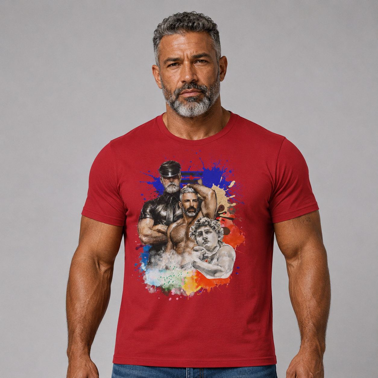 Leather Daddy Pride T-Shirt — Rainbow Gay Brotherhood Illustration Tee