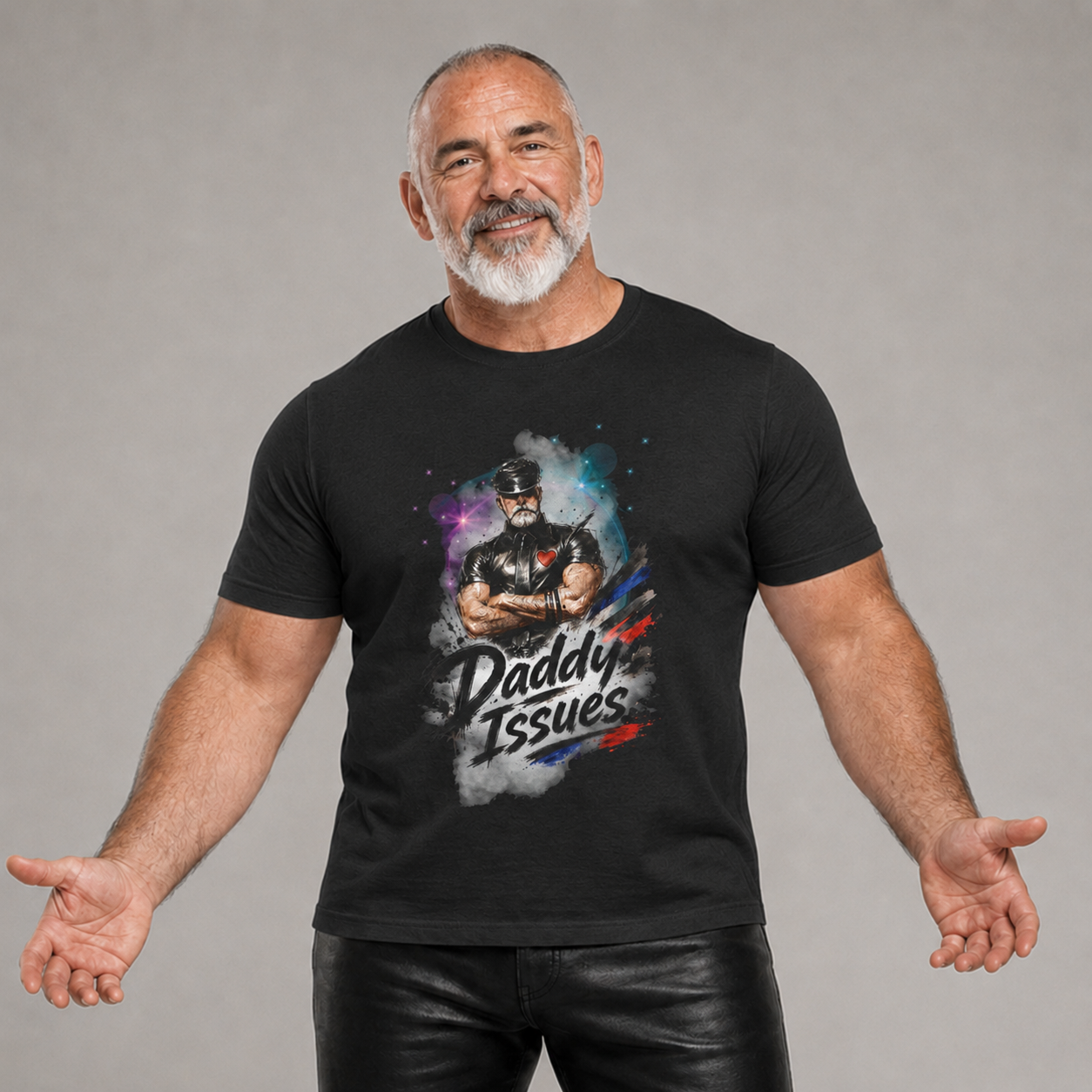 Daddy Issues Graphic Tee — Funny Dad Muscle Man T-Shirt, Father’s Day Gift. Leathermen.