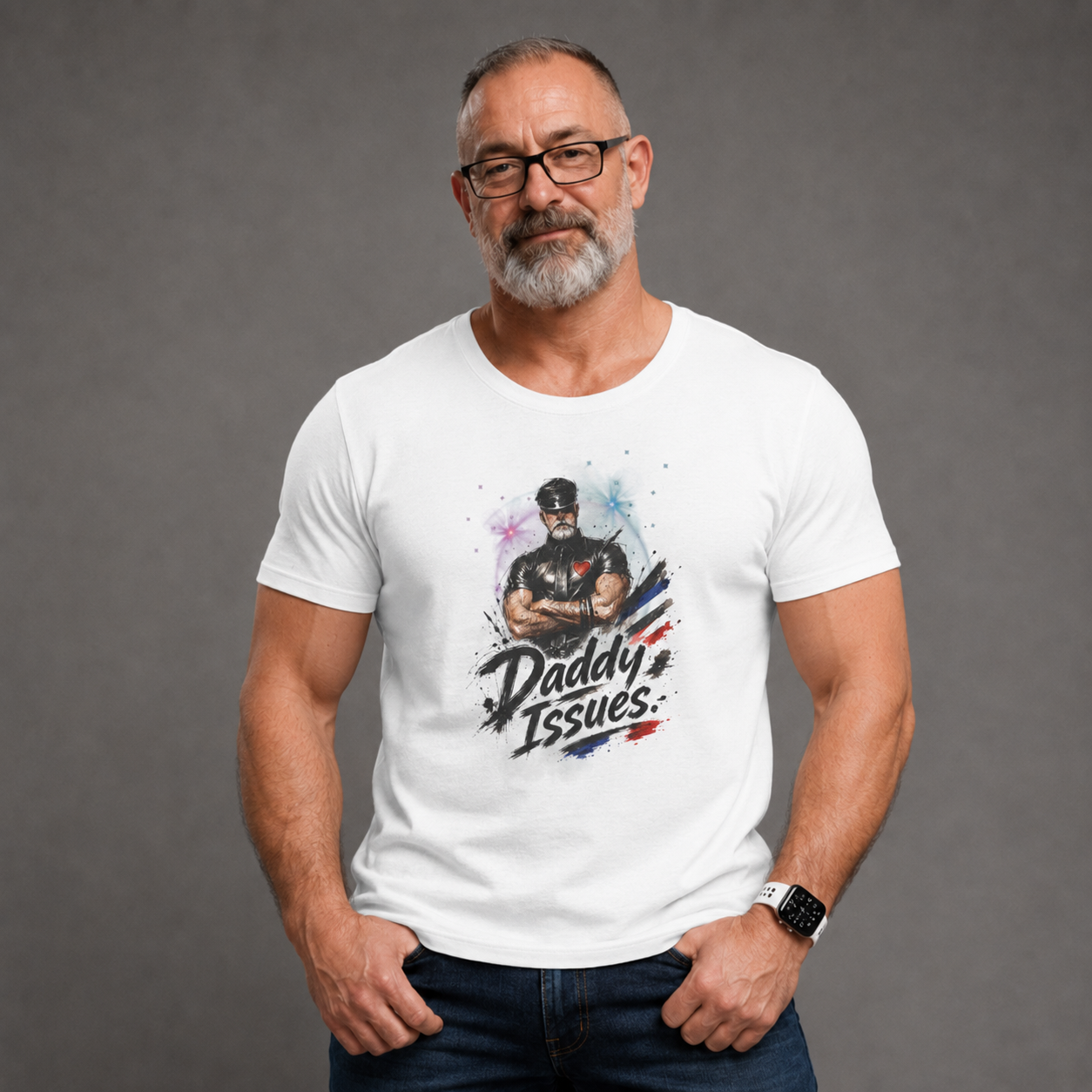 Daddy Issues Graphic Tee — Funny Dad Muscle Man T-Shirt, Father’s Day Gift. Leathermen.