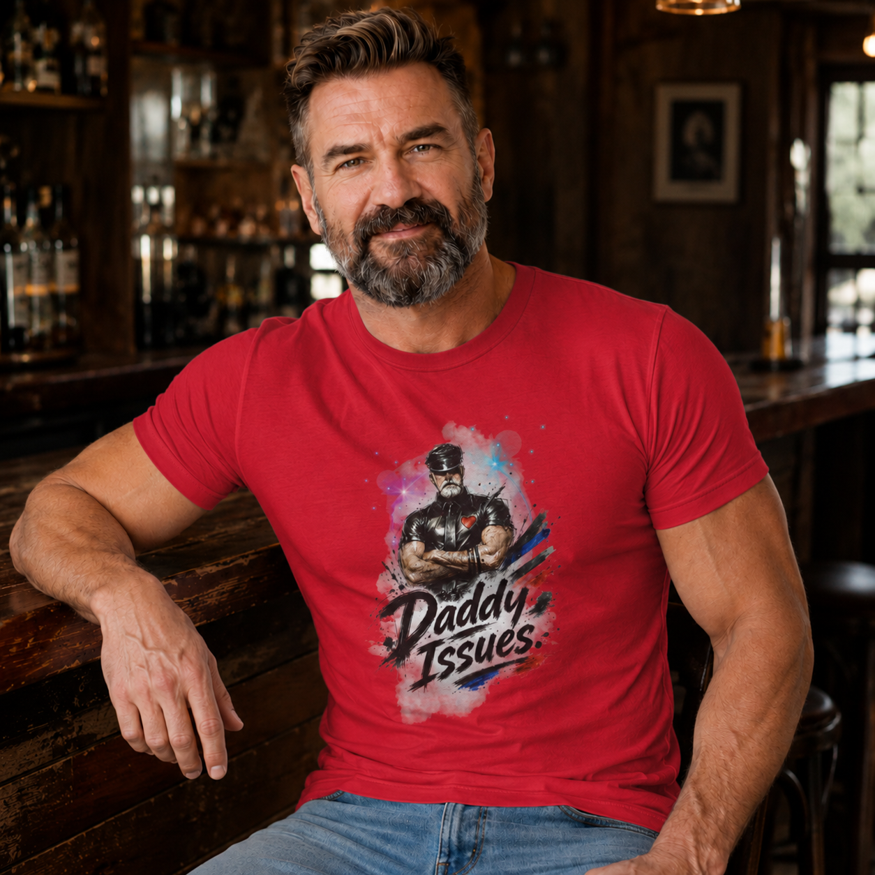 Daddy Issues Graphic Tee — Funny Dad Muscle Man T-Shirt, Father’s Day Gift. Leathermen.