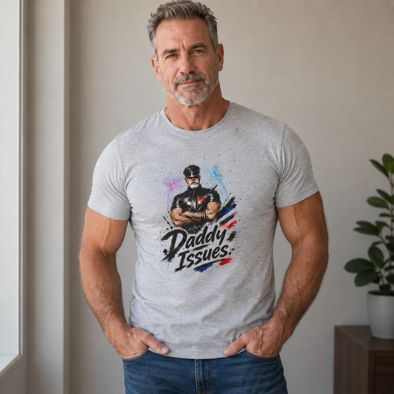 Daddy Issues Graphic Tee — Funny Dad Muscle Man T-Shirt, Father’s Day Gift. Leathermen.
