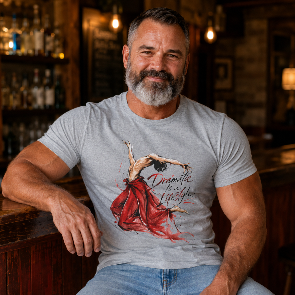 Dancer Graphic Tee — "Dramatic Is a Lifestyle" Red Dress Shirt