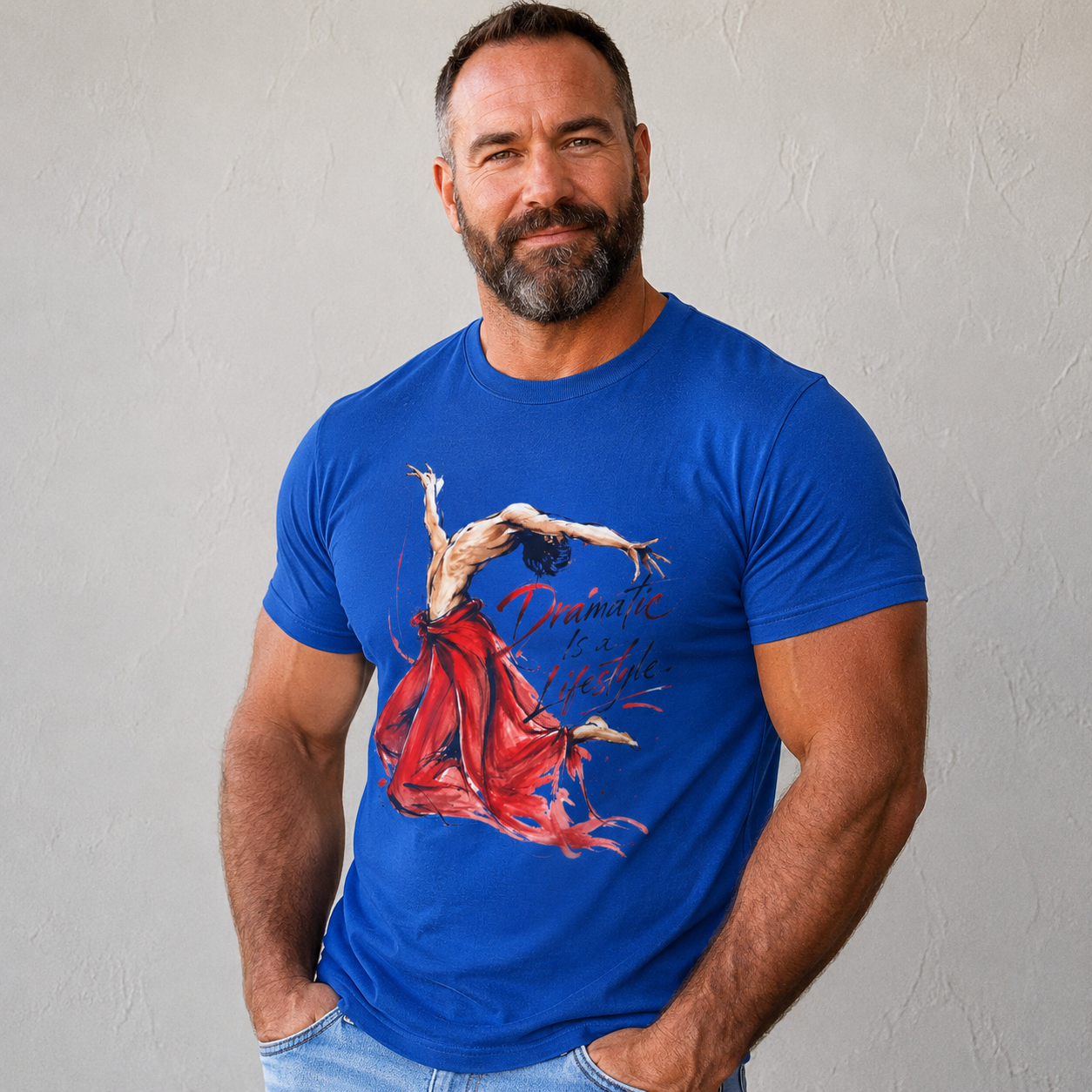 Dancer Graphic Tee — "Dramatic Is a Lifestyle" Red Dress Shirt