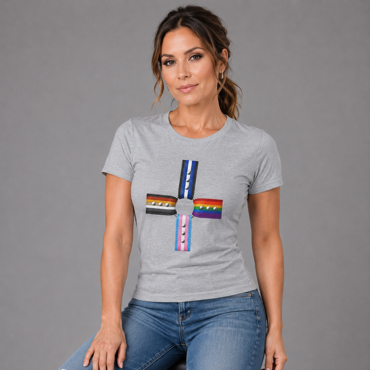 LGBTQ+ Pride Flag Cross T‑Shirt — Inclusive Stripes Tee