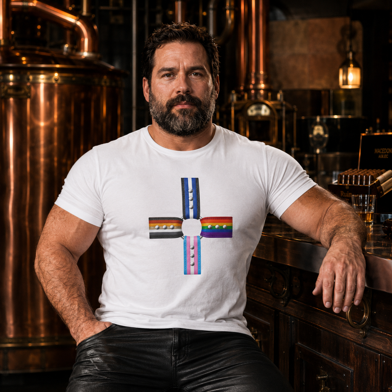 LGBTQ+ Pride Flag Cross T‑Shirt — Inclusive Stripes Tee
