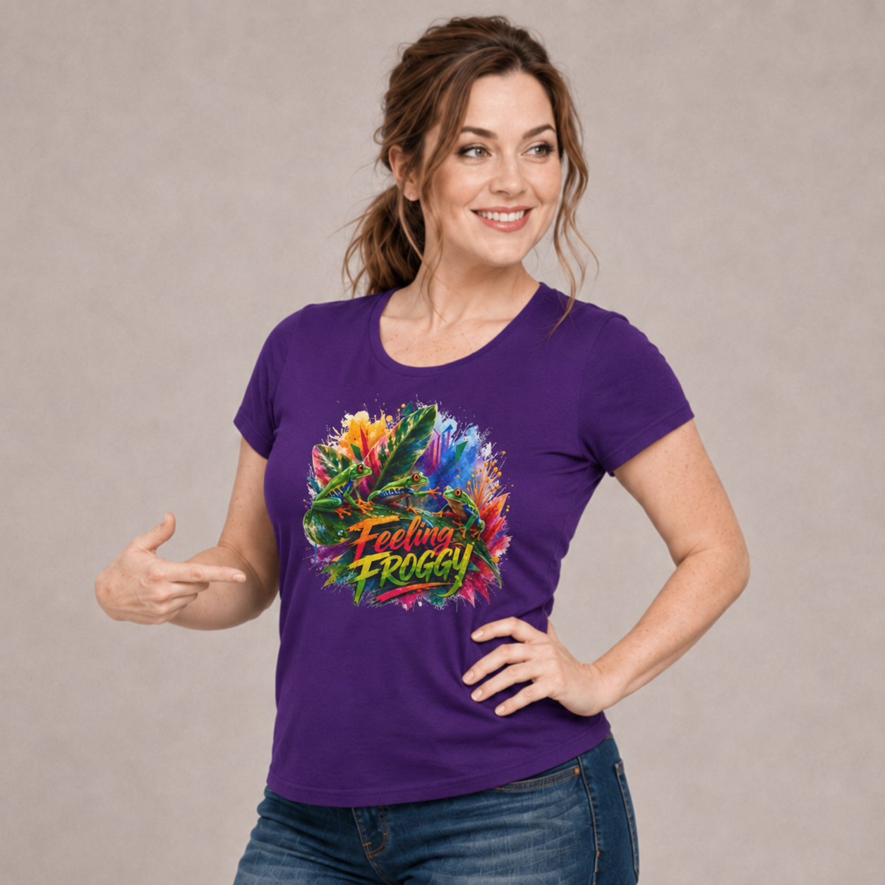 Feeling Froggy T-Shirt – Colorful Frog Graphic Tee