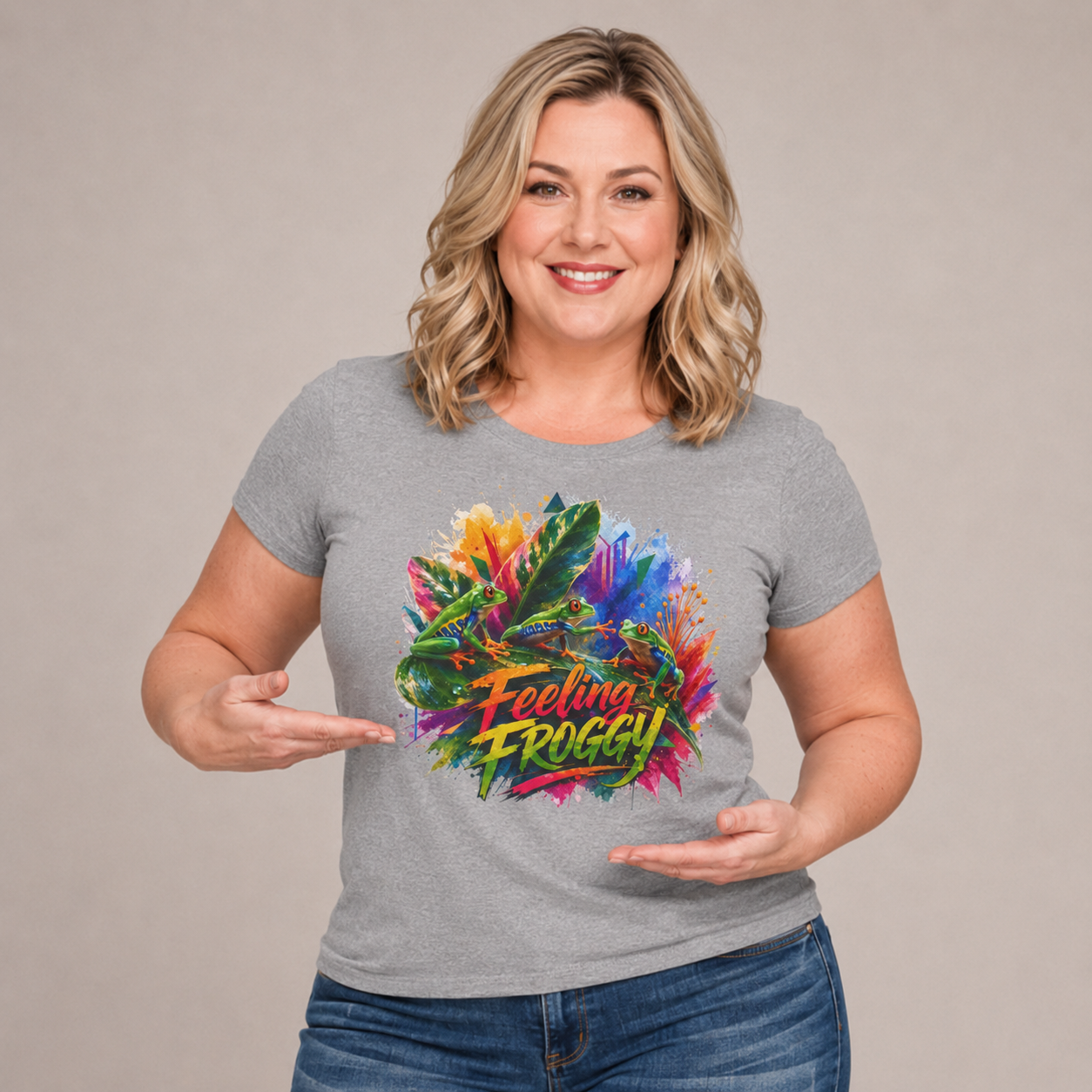 Feeling Froggy T-Shirt – Colorful Frog Graphic Tee