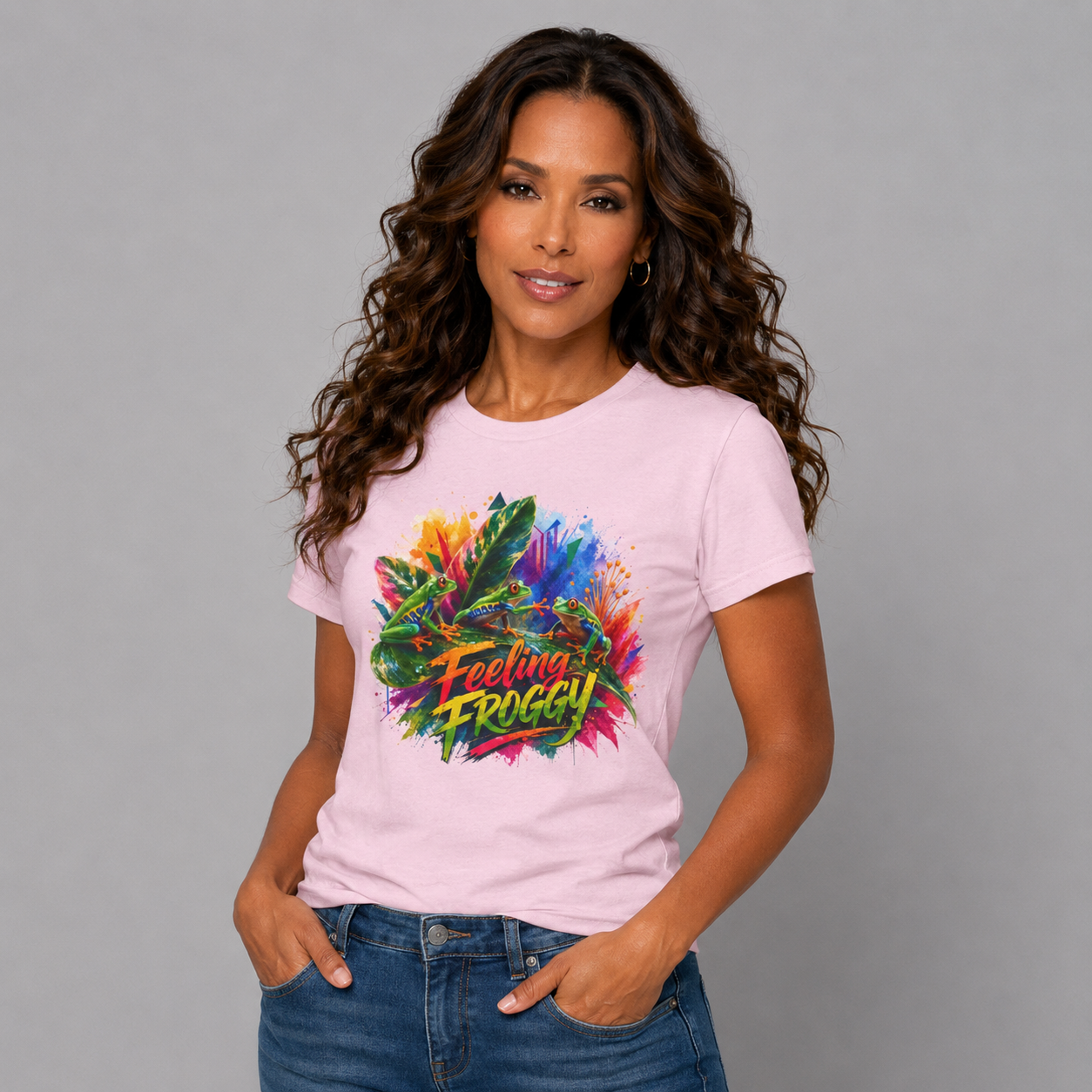 Feeling Froggy T-Shirt – Colorful Frog Graphic Tee