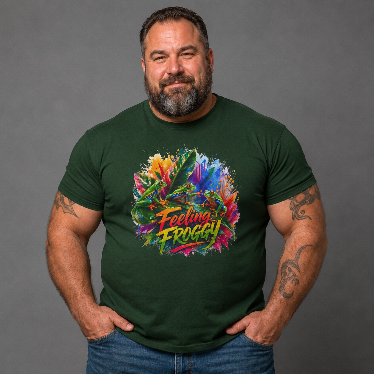 Feeling Froggy T-Shirt – Colorful Frog Graphic Tee
