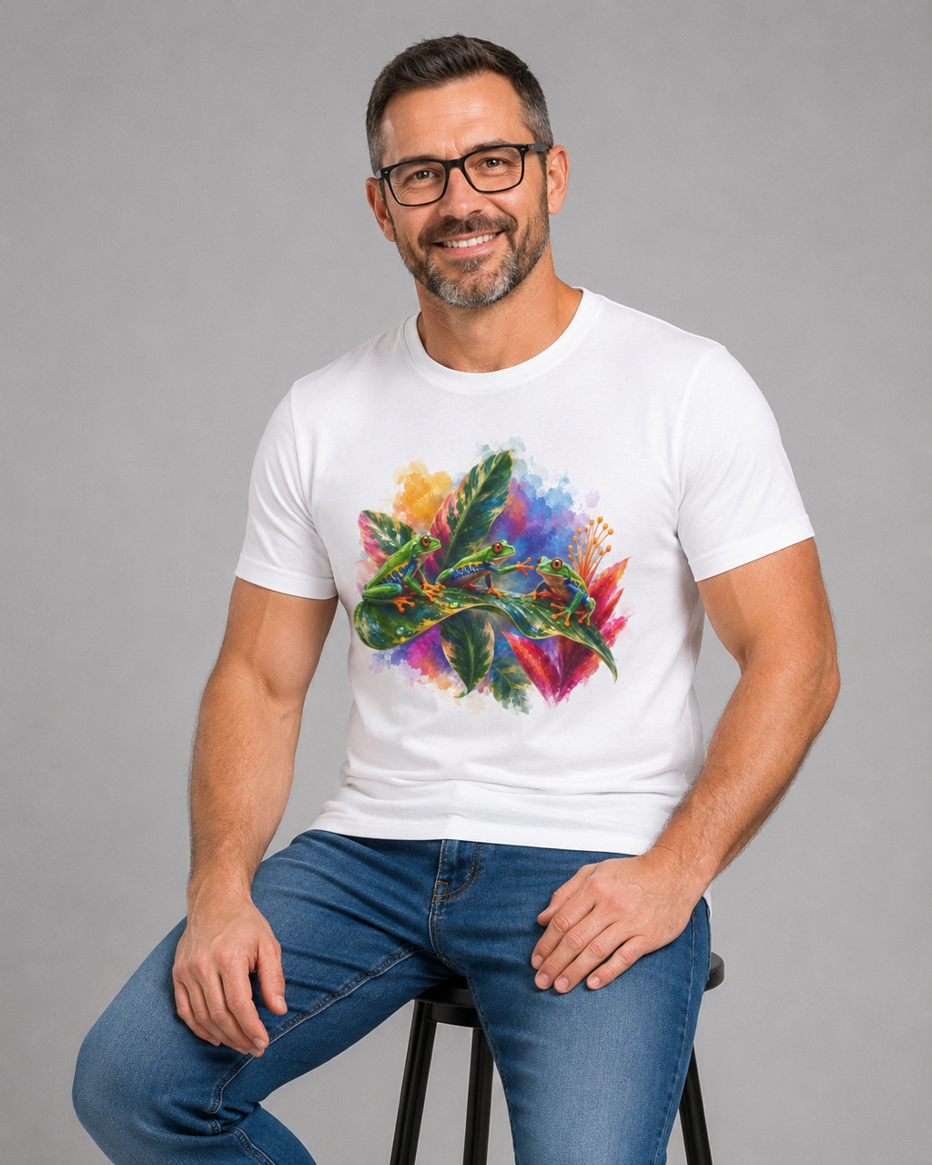 Tropical Tree Frog T-Shirt — Colorful Watercolor Frogs, Frog tee