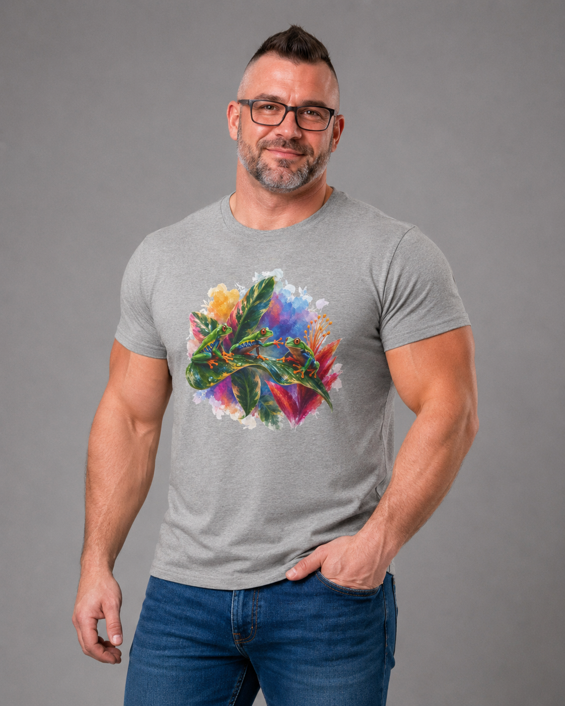 Tropical Tree Frog T-Shirt — Colorful Watercolor Frogs, Frog tee