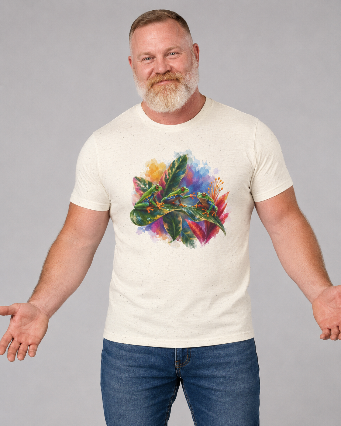 Tropical Tree Frog T-Shirt — Colorful Watercolor Frogs, Frog tee