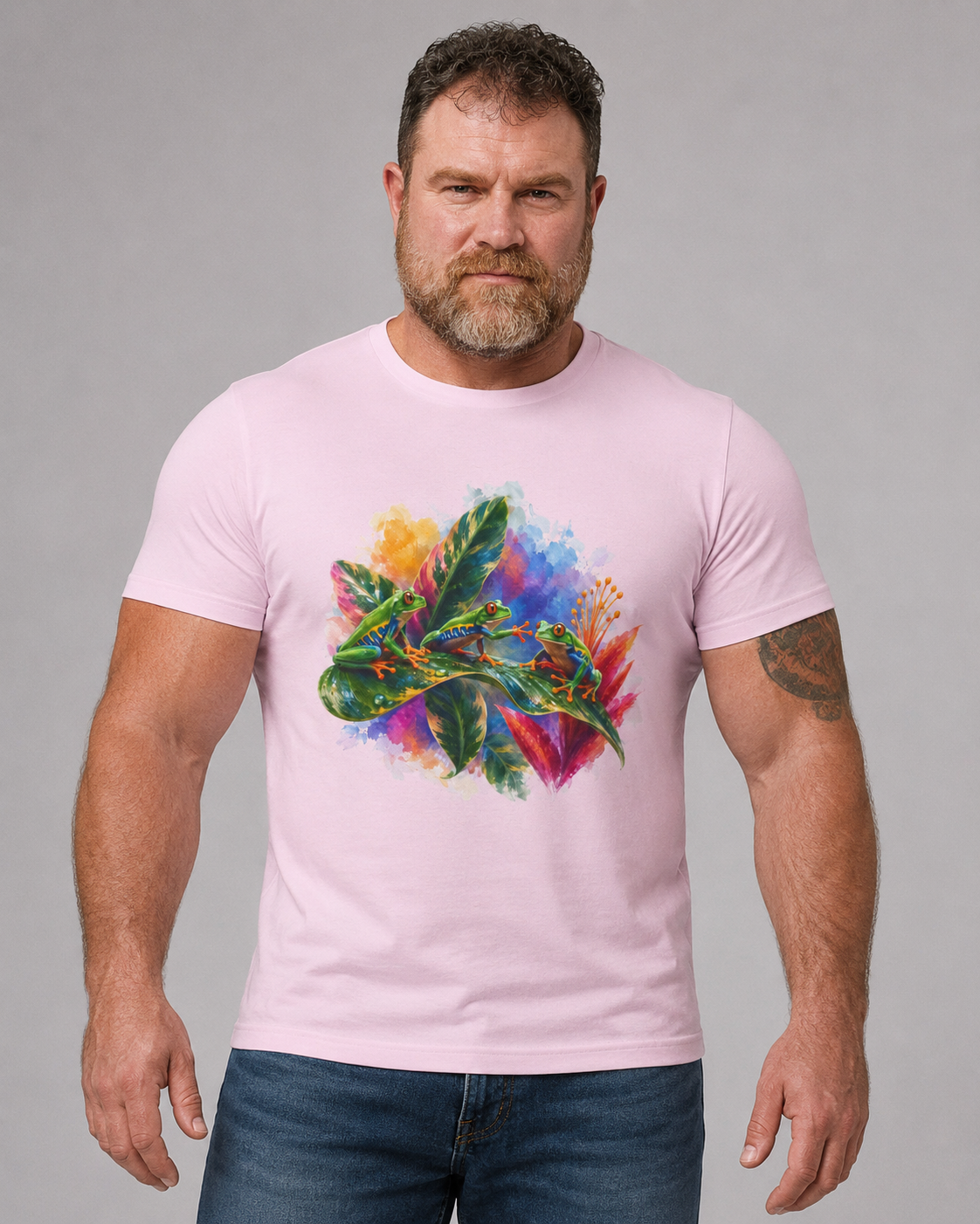 Tropical Tree Frog T-Shirt — Colorful Watercolor Frogs, Frog tee