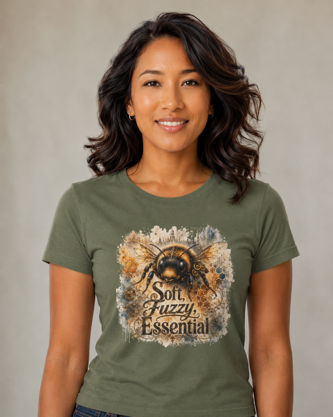 Soft, Fuzzy, Essential Tee. Save the bees. Bee shirt to remind us to take care of our eco-sphere
