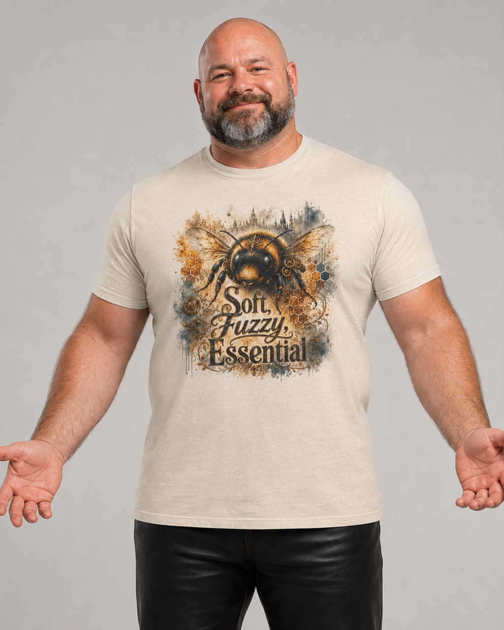Soft, Fuzzy, Essential Tee. Save the bees. Bee shirt to remind us to take care of our eco-sphere