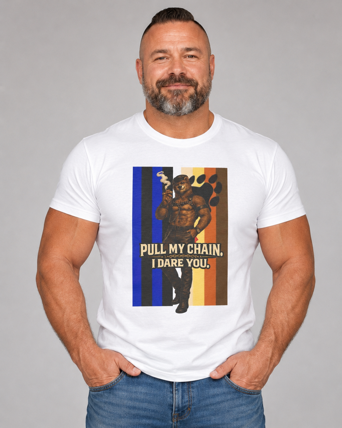Pull My Chain Tee — Bold Retro Muscle Graphic T-Shirt
