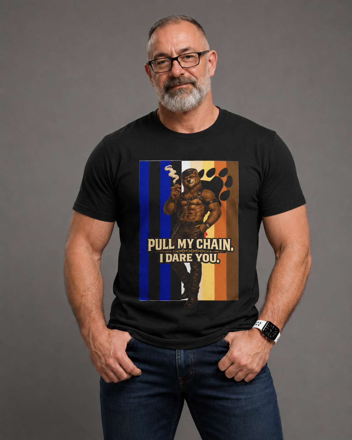 Pull My Chain Tee — Bold Retro Muscle Graphic T-Shirt