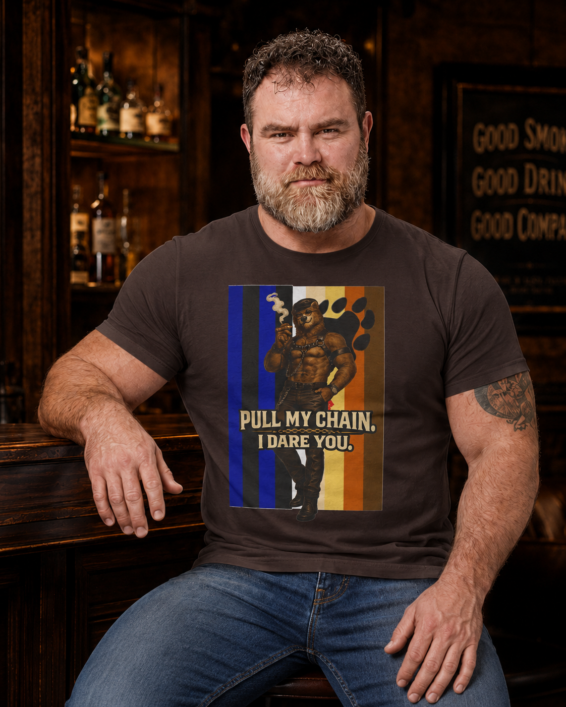 Pull My Chain Tee — Bold Retro Muscle Graphic T-Shirt