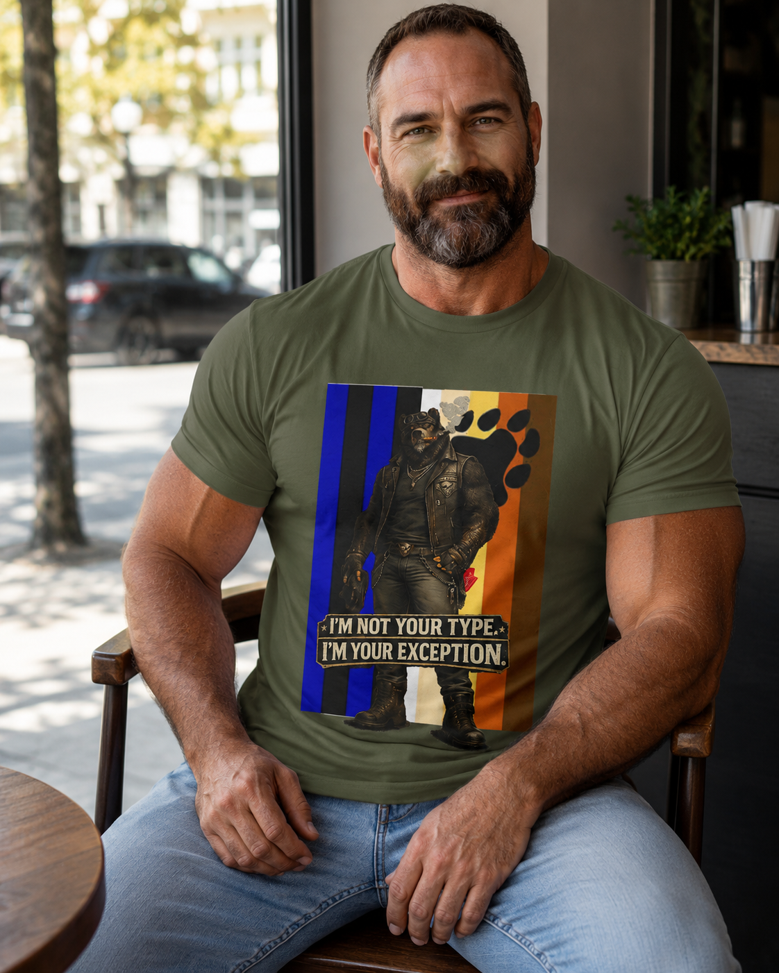 I'm Not Your Type — Graphic Tee (Bold Stripes & Wolf Silhouette)