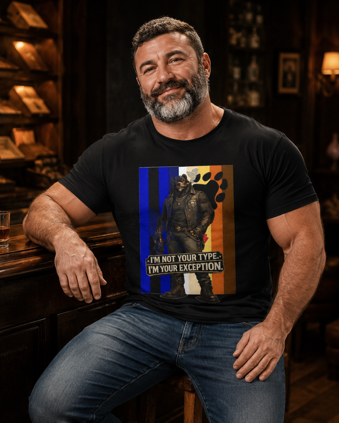 I'm Not Your Type — Graphic Tee (Bold Stripes & Wolf Silhouette)