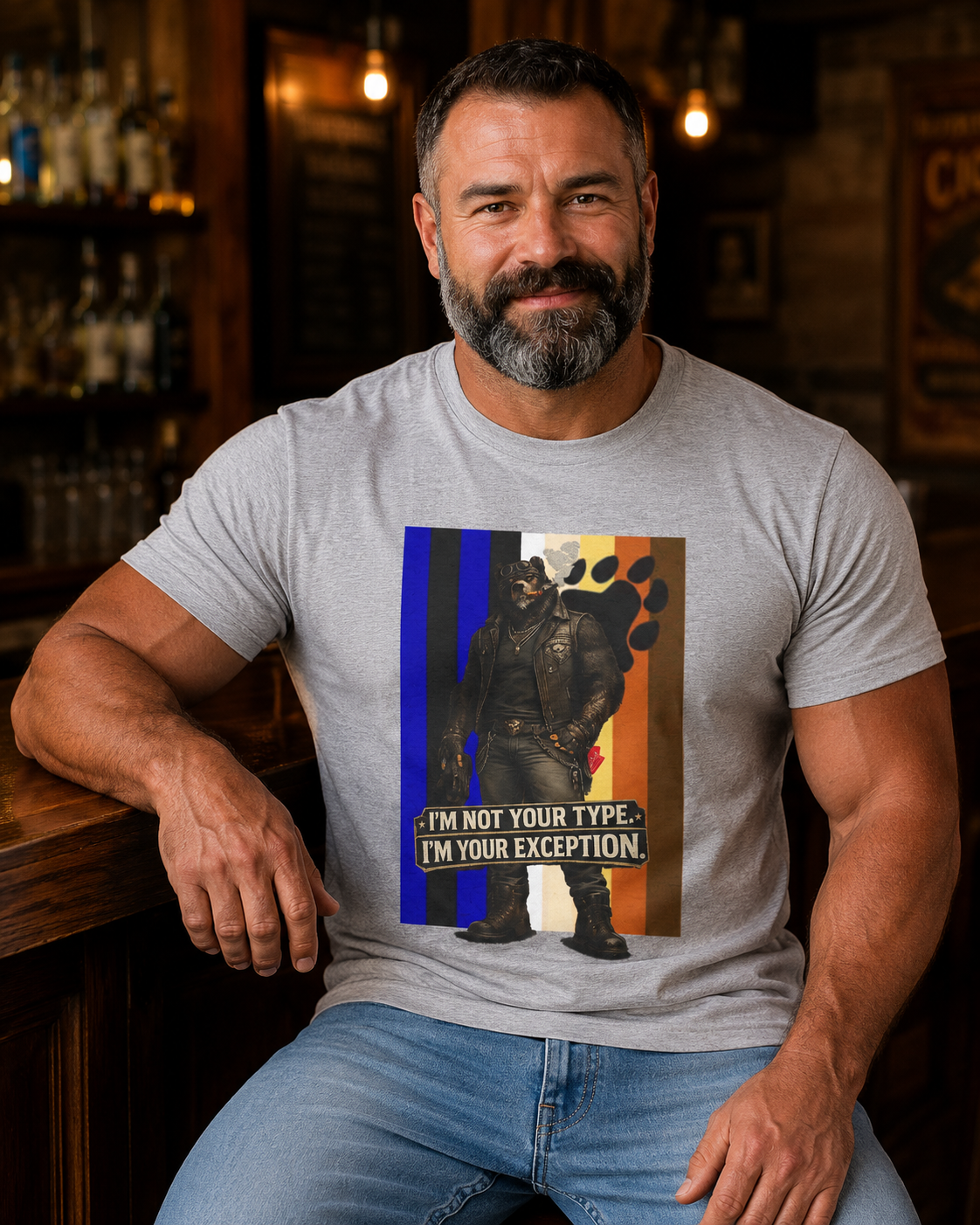 I'm Not Your Type — Graphic Tee (Bold Stripes & Wolf Silhouette)